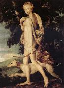 School of Fontainebleau Diana the Huntress oil on canvas